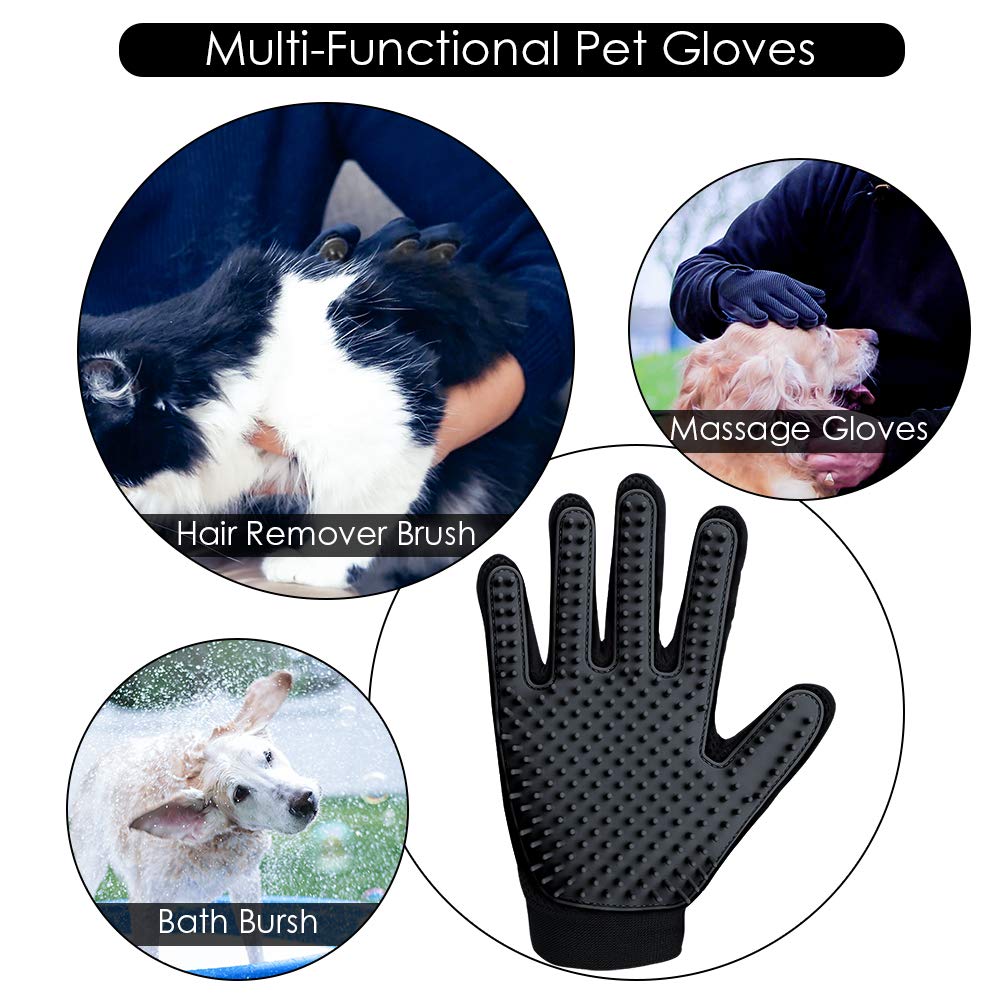 Pet Grooming Glove, Gentle Deshedding Brush - Efficient Pet Hair Remover Glove