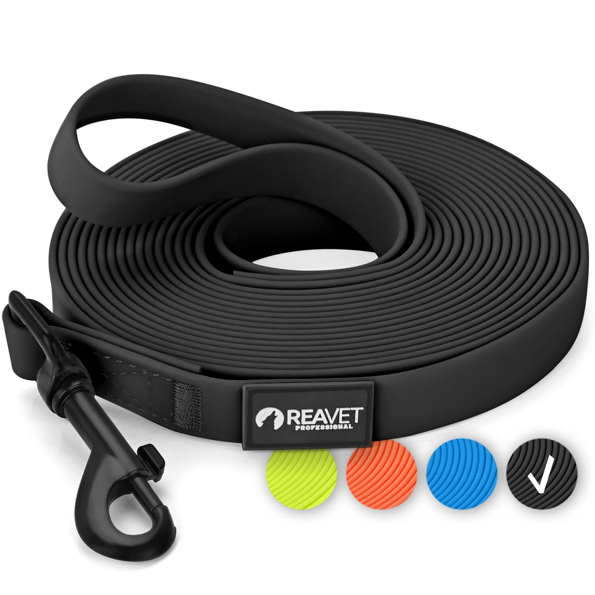 Schleppleine für Hunde 5 Meter, Schwarz I Robuste & wasserfeste Hundeleine lang I Übungsleine mit Griff