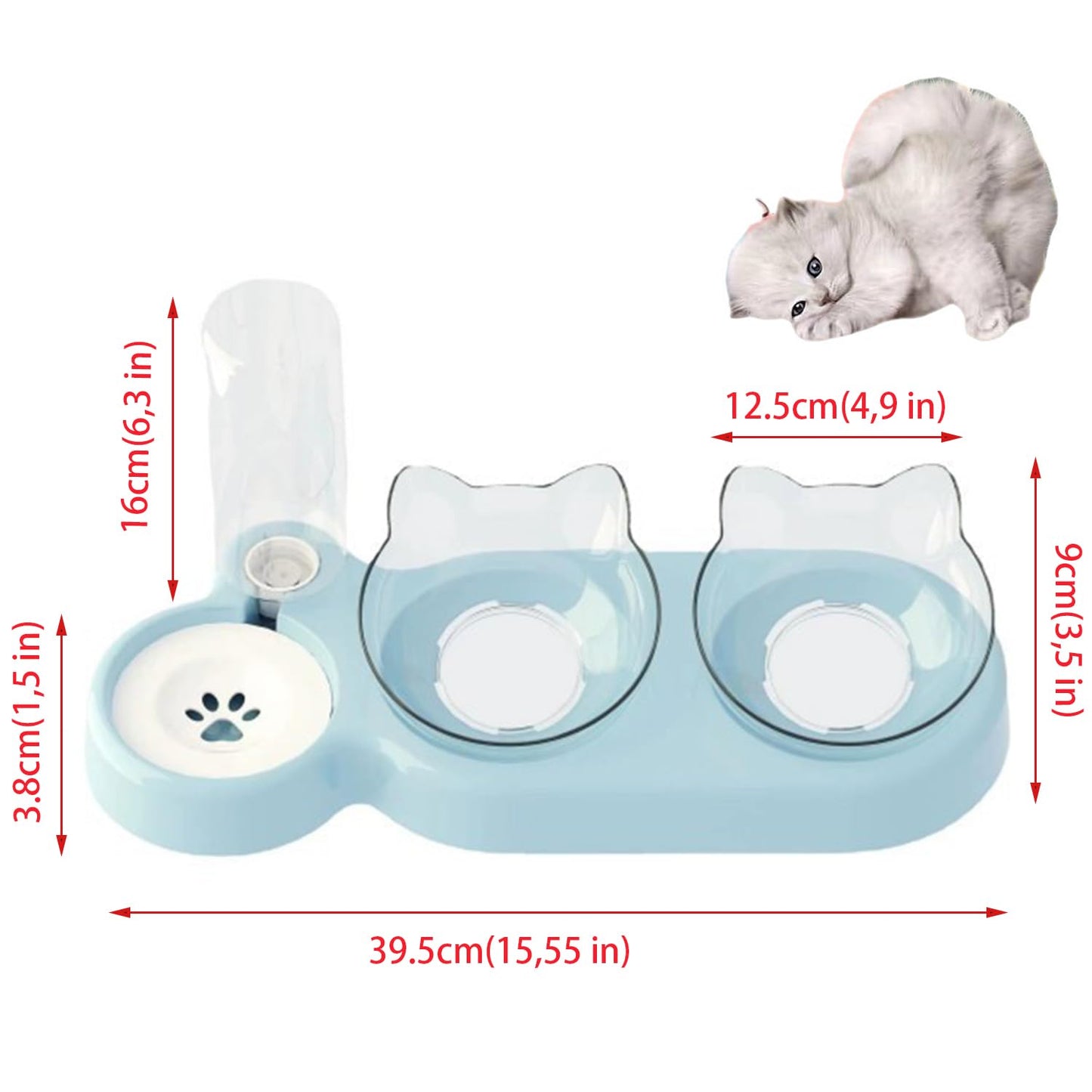 Katzennapf Set mit Wasserspender | Automatischer Trinkbrunnen für Katzen & Hunde