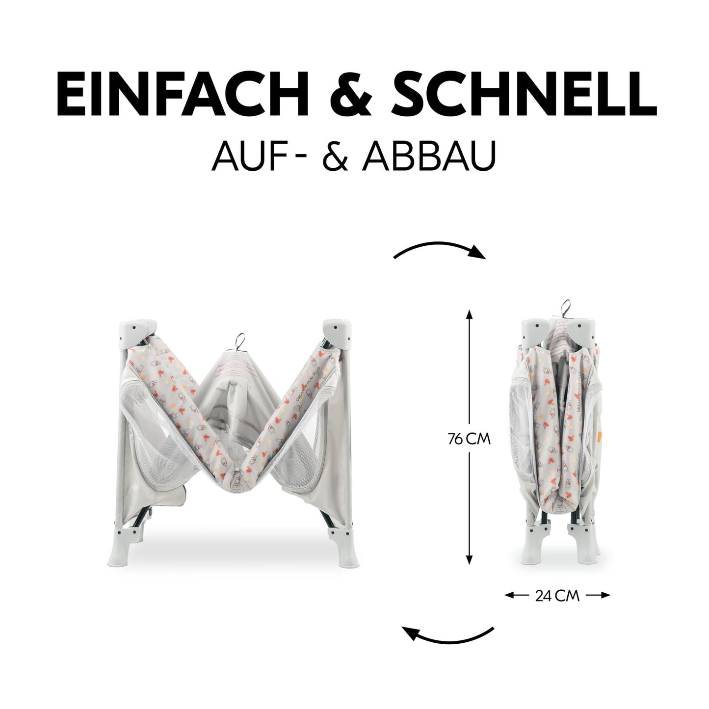 Kinderreisebett mit Transporttasche - Großer Schlupf zum Spielen - bis 15 kg
