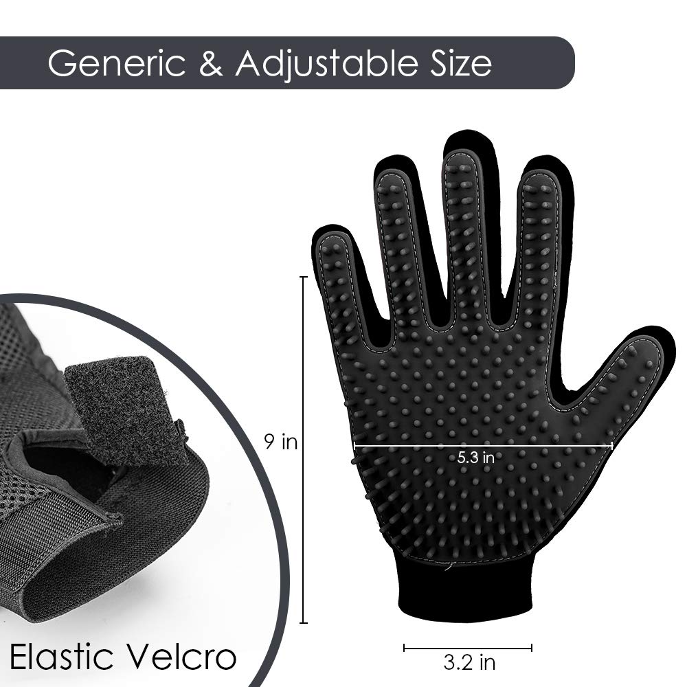 Pet Grooming Glove, Gentle Deshedding Brush - Efficient Pet Hair Remover Glove