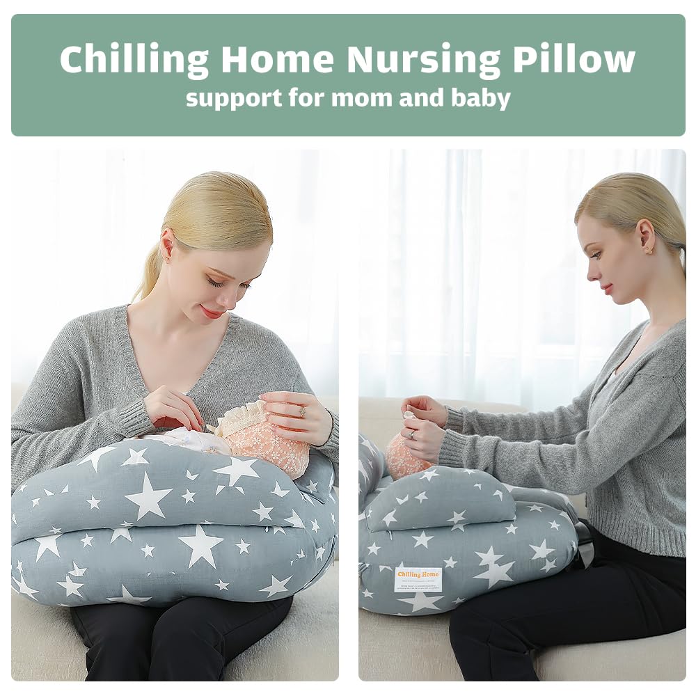 Chilling Home 2-in-1 Nursing Pillow, XXL Pregnancy Pillow, Side Sleeper Pillow for Baby, Pregnancy Pillow