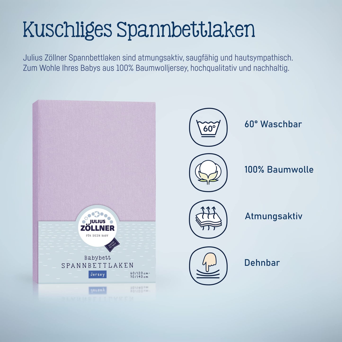 Spannbettlaken für Baby- & Kinderbett, 100% Jersey-Baumwolle, 2er Pack