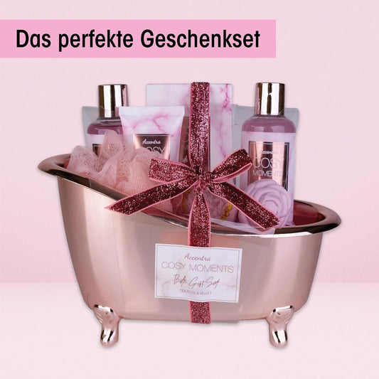 Accentra - COSY MOMENTS Bade- & Duschset in rosé - Geschenk Set zur Entspannung für Frauen zum Geburtstag
