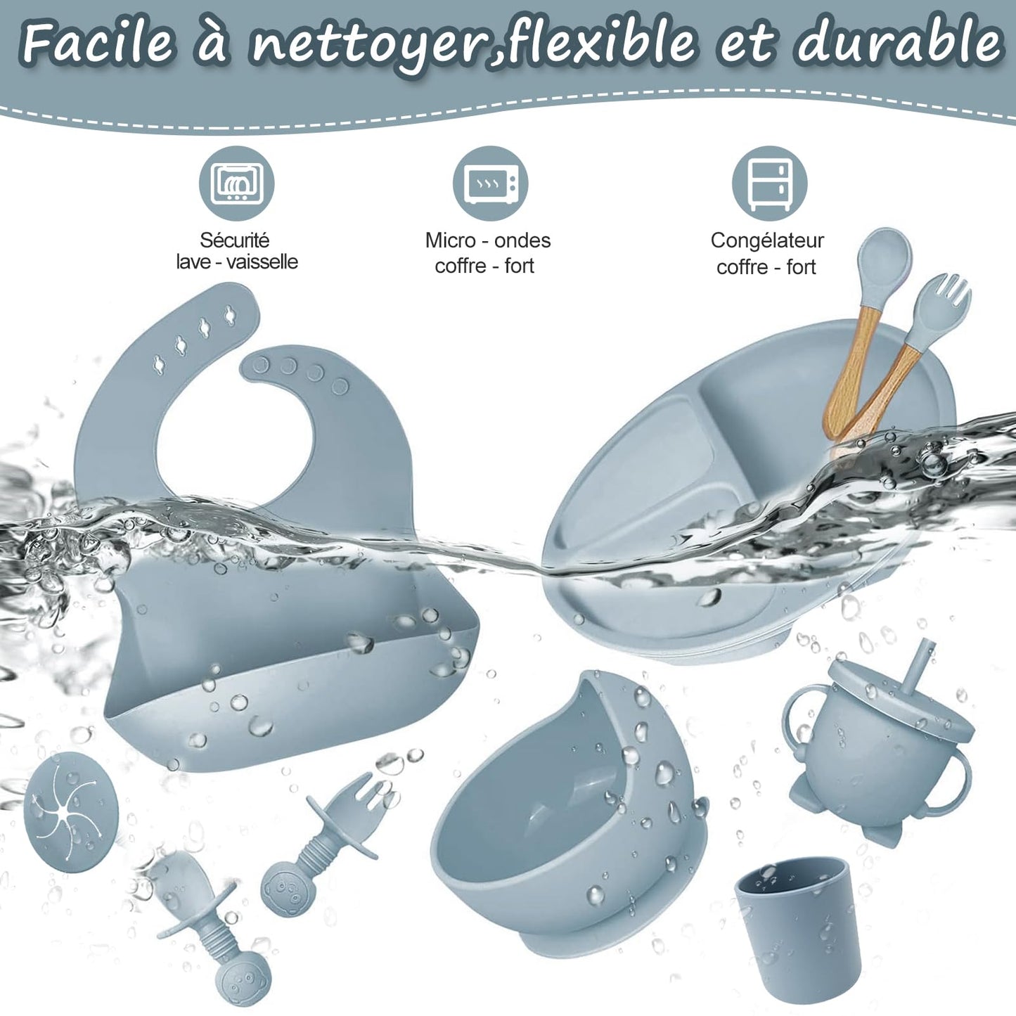 Baby Geschirr set, Crockery Set, Set of 12 Children's Tableware, Baby Spoon, Drinking Cup