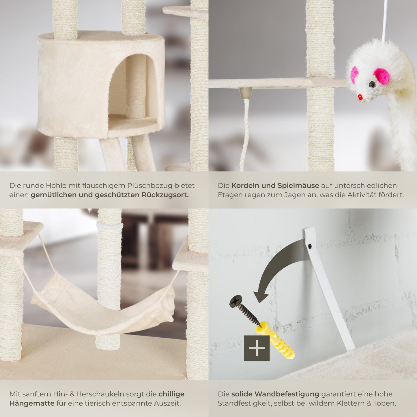 Kratzbaum Snooky | Spielcenter mit Kratzbäumen über mehrere Ebenen | Katzenhaus Aussichtsplattformen