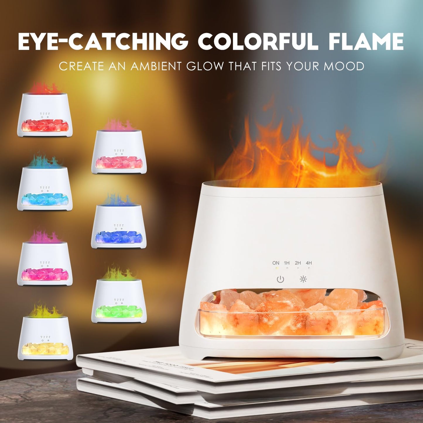 2-in-1 Aroma Diffuser & Salt Range Pakistan Light, Flame Effect for Essential Oils, Humidifier with 3 Brightness, 150 ml