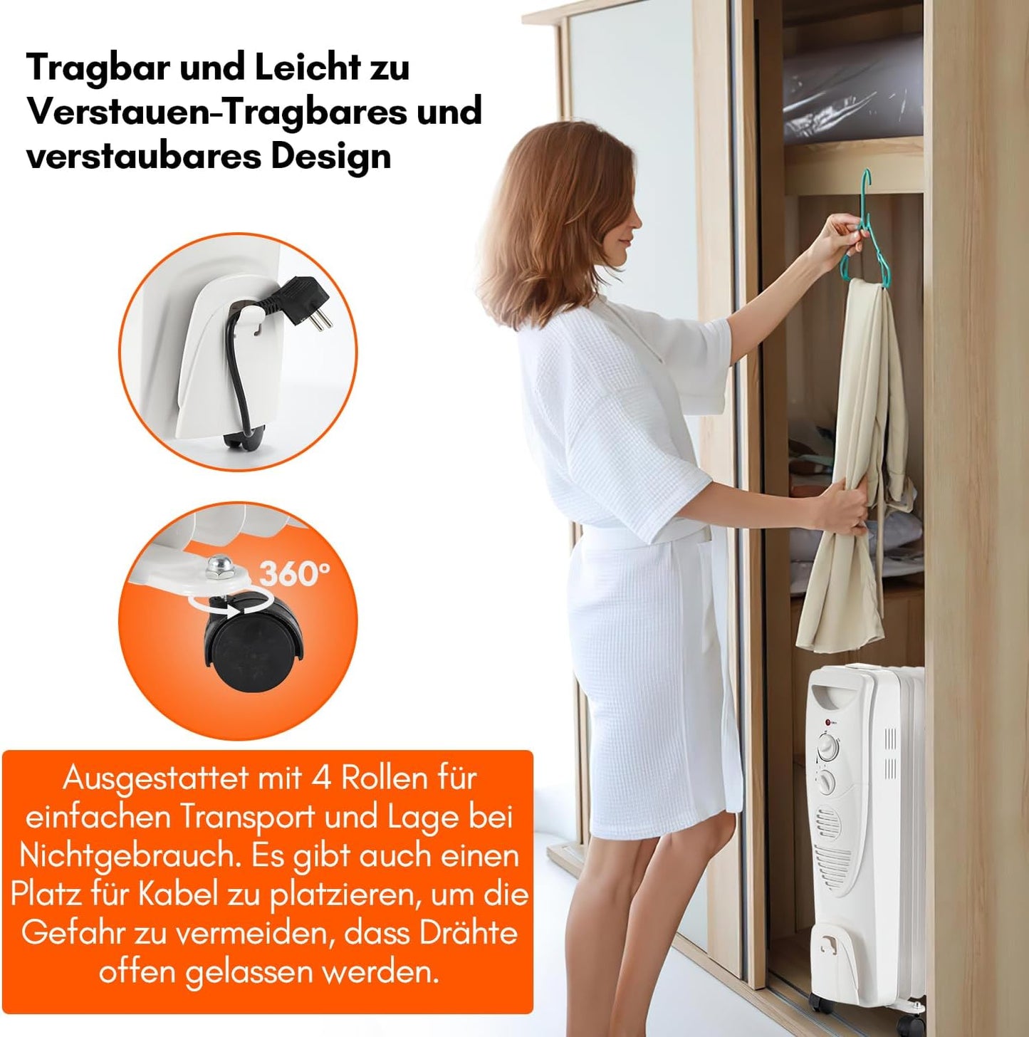 Heizung Fiqops Oil Radiator 2500 W, Energy Saving with 11 Ribs 3 Heat Settings, Thermostat, WiFi App & Remote Control, Digital Display