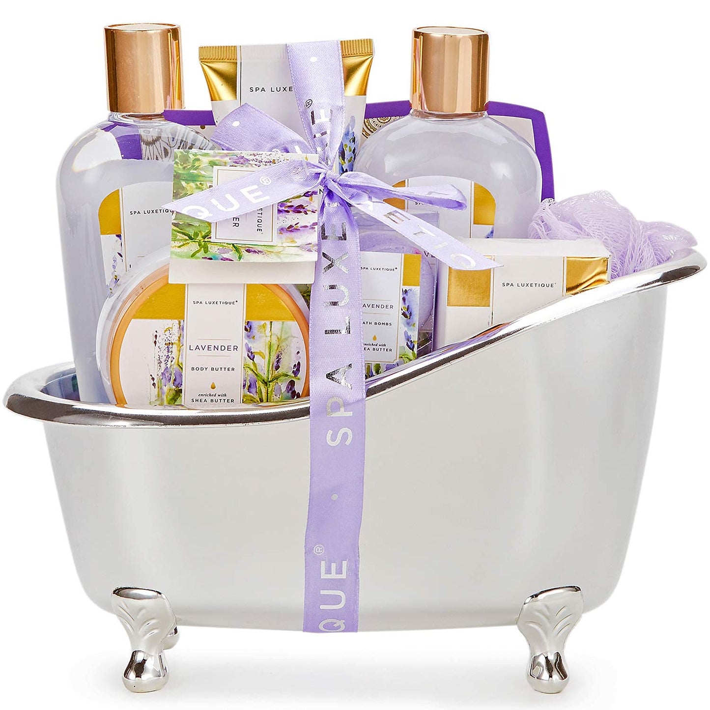 SPA LUXETIQUE Wellness Set für Frauen - 8tlg Rosenduft Bade Geschenkset für Frauen, Geburtstagsgeschenk Beauty Set mit Deko Badewanne
