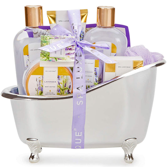 SPA LUXETIQUE Wellness Set für Frauen - 8tlg Rosenduft Bade Geschenkset für Frauen, Geburtstagsgeschenk Beauty Set mit Deko Badewanne