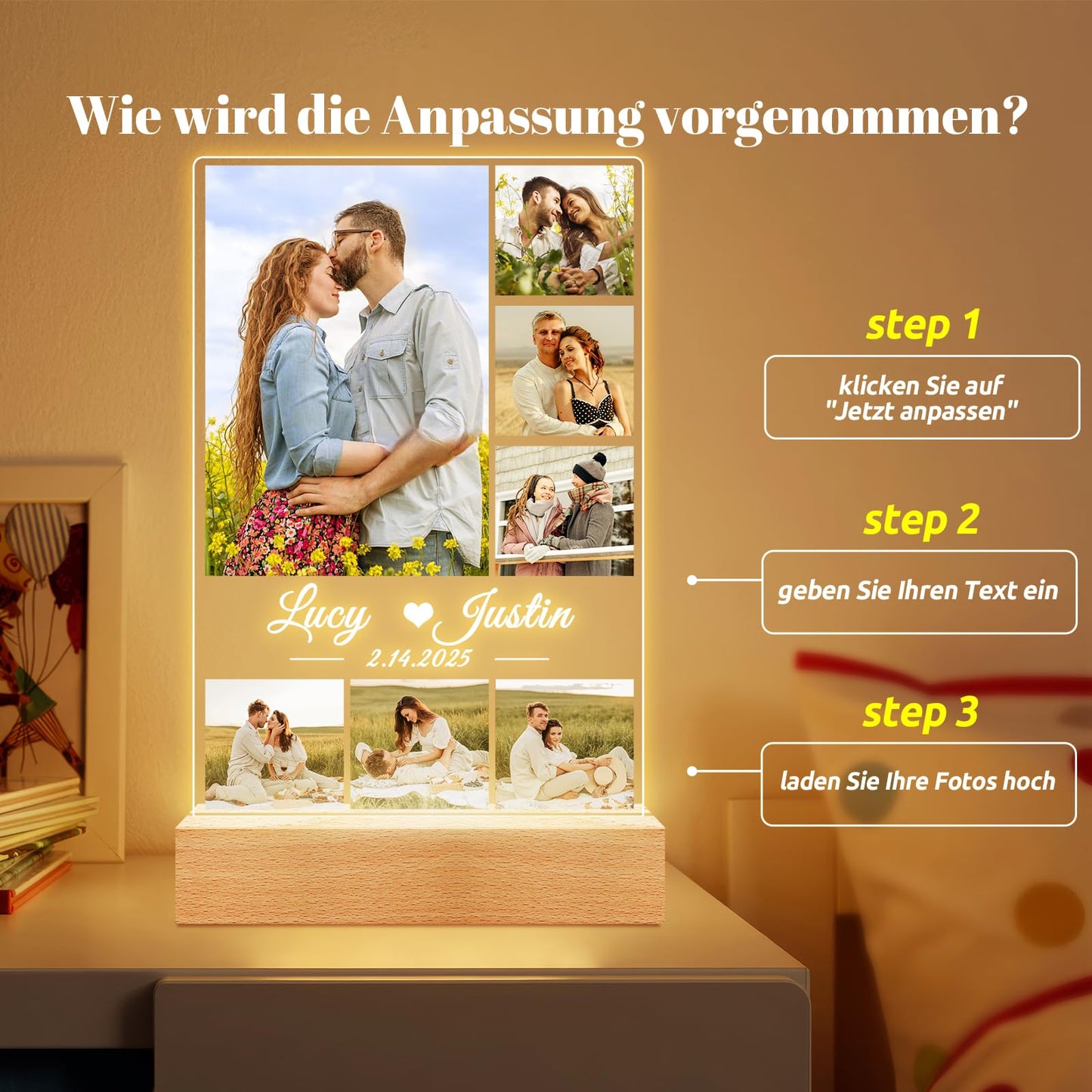 Personalised Christmas Gifts for Women & Men, Personalised Picture Frame with Photo, Photo Gifts Personalised for Him Her, Personalised Gifts