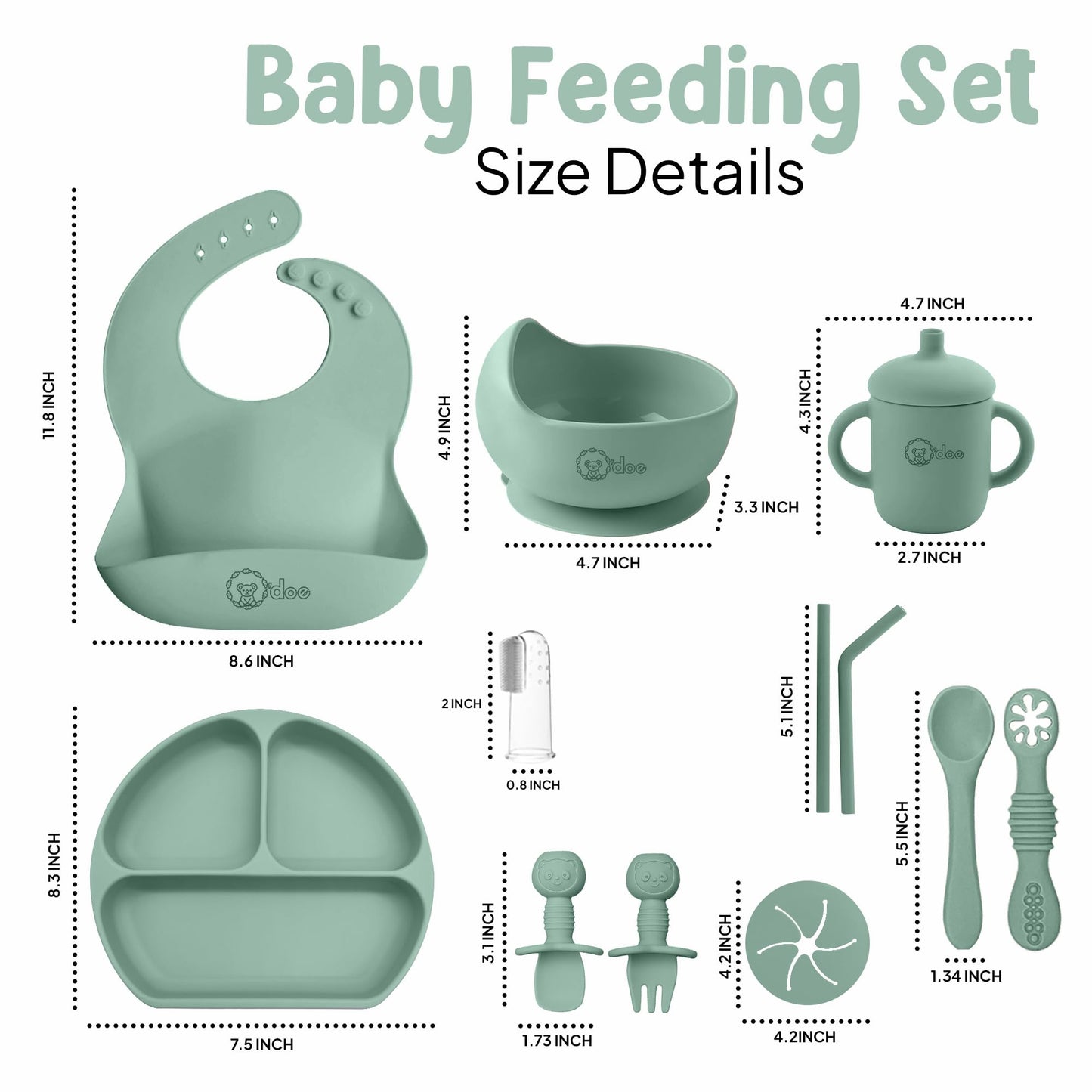 Baby Geschirr Set 11 Pieces Baby LED Weaning Accessories for Toddlers, Baby Feeding Set