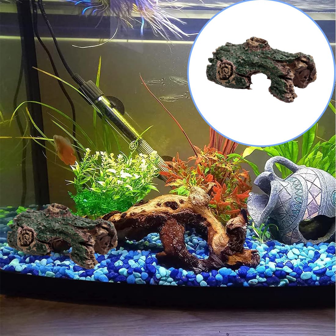 Pack of 3 Aquarium Decoration Tree Trunk, Simulation Moss Aquarium Decoration