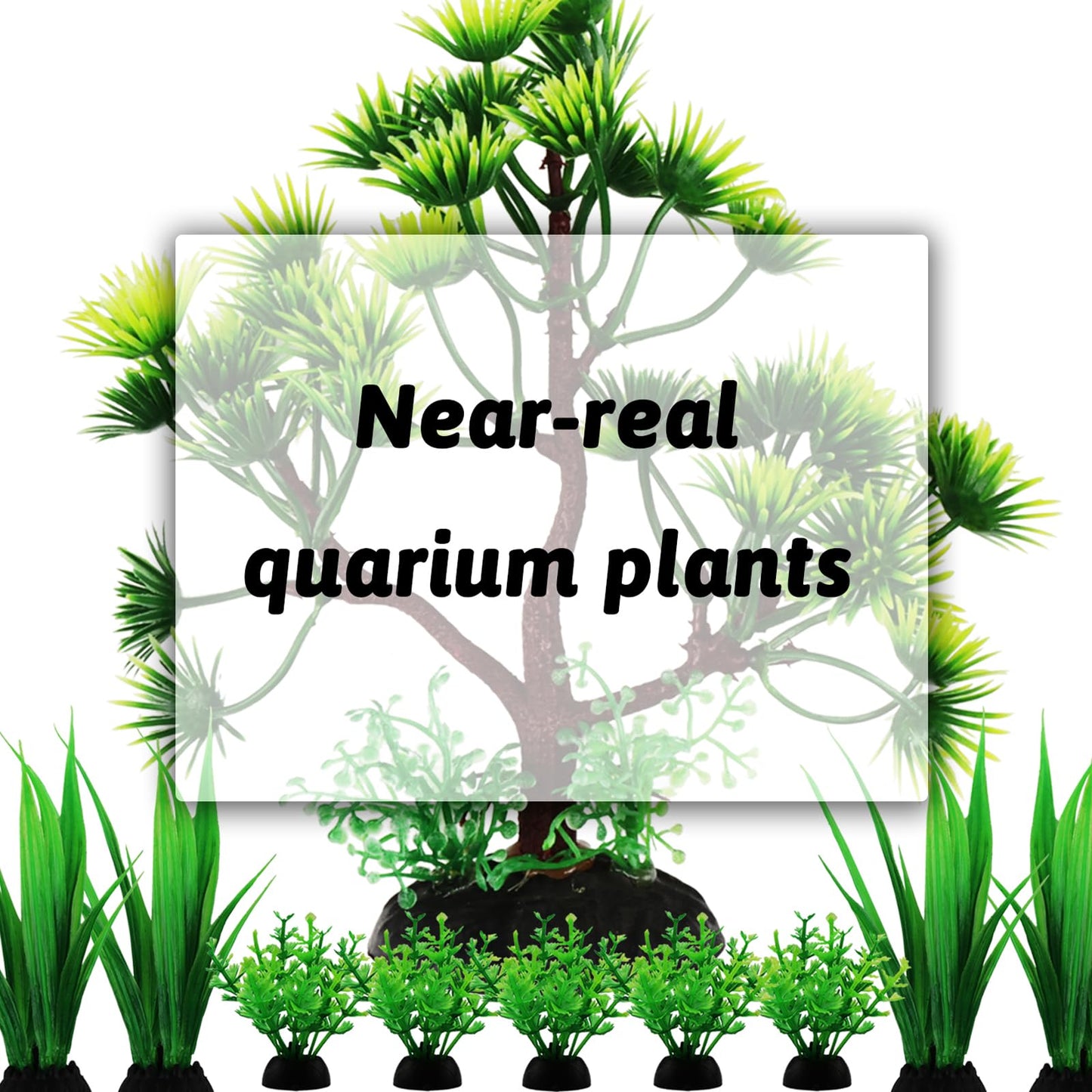Pack of 10 Artificial Plants Aquarium Decoration Green Plastic Plants