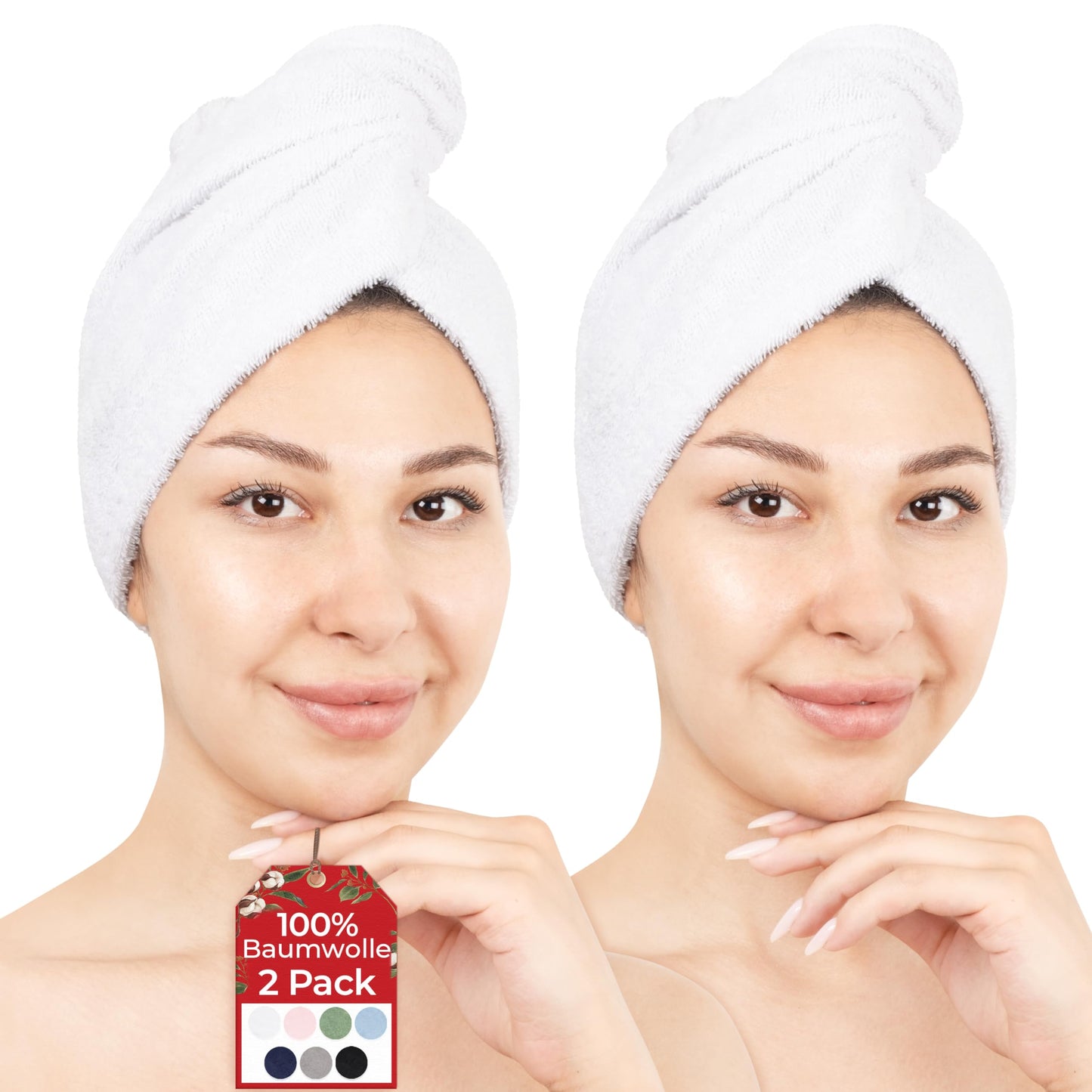 6-Piece Hand Towel Set, 100% Cotton, Soft, Absorbent, Quality Hand Towels Set, 2 Bath Towels 70 x 140 cm, 4 Hand Towels 50 x 100 cm, White