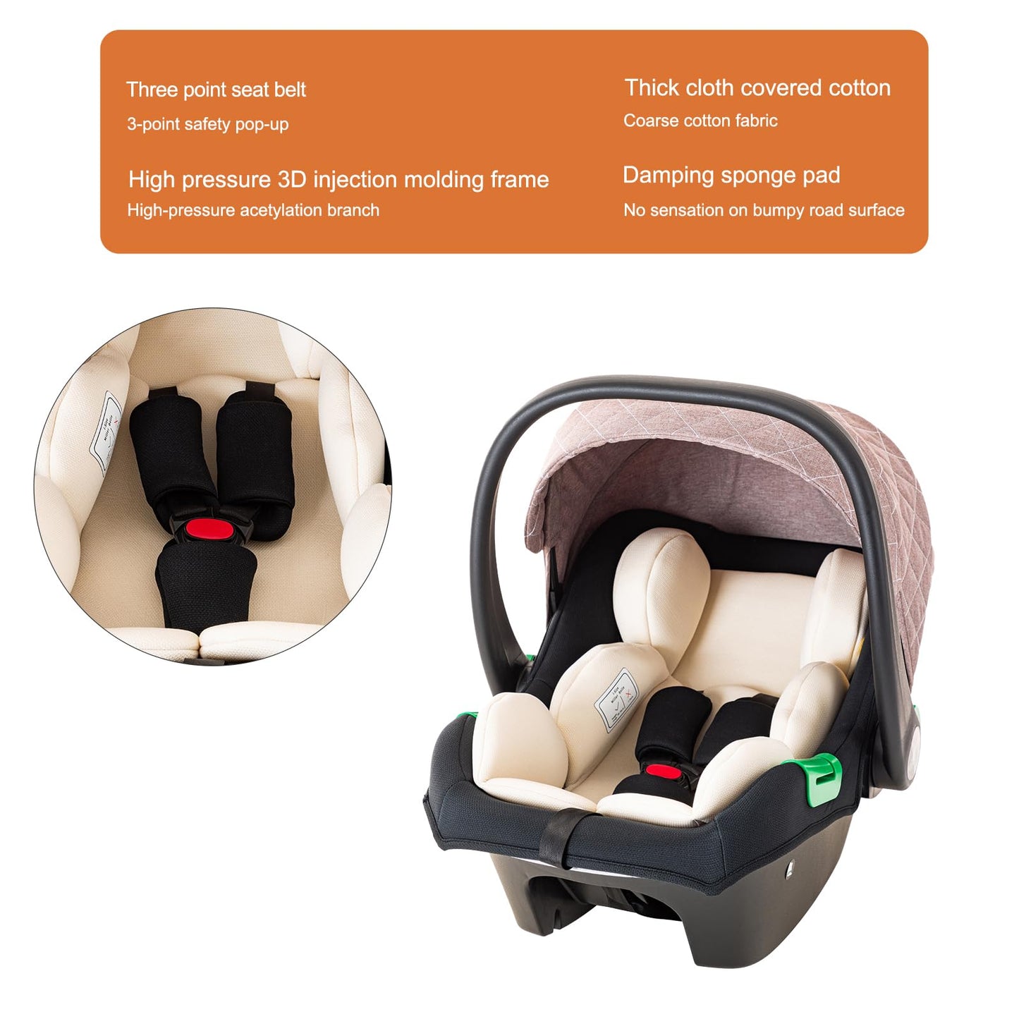 Shineey 3-in-1 Pushchair, Buggy, Foldable Pushchair Set, Combination Pushchair 3-in-1 with Large Comfortable Baby Carrycot Frame, Aluminium Alloy