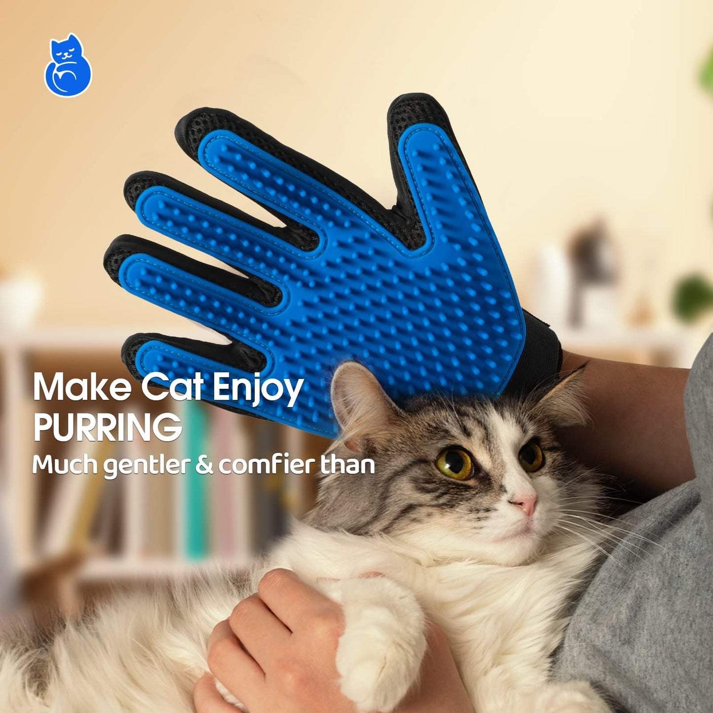 Pet Grooming Glove, Gentle Deshedding Brush - Efficient Pet Hair Remover Glove