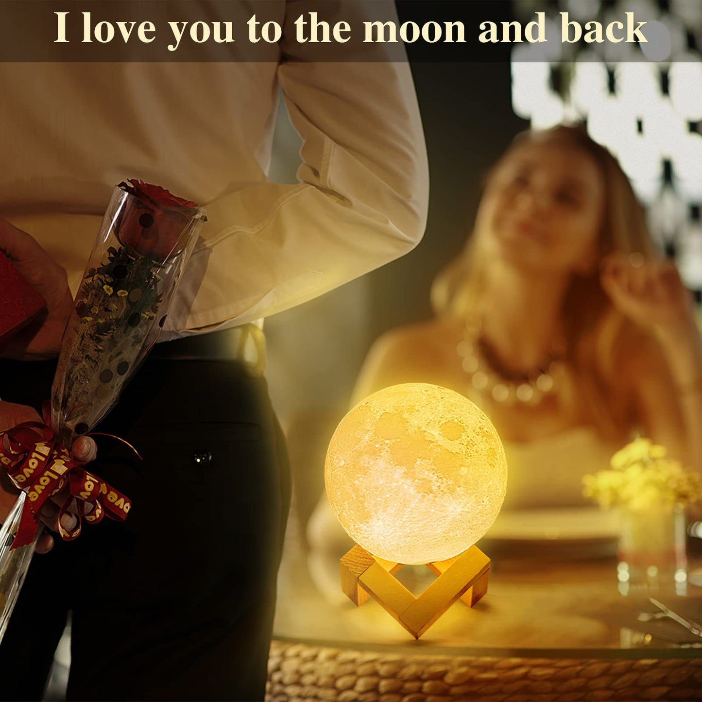 Balkwan Moon Lamp 3D Print - Dimmable USB Charging Touch Lamp for Children and Lovers - Romantic Gift for Birthday and Bedroom (3.5 Inch)