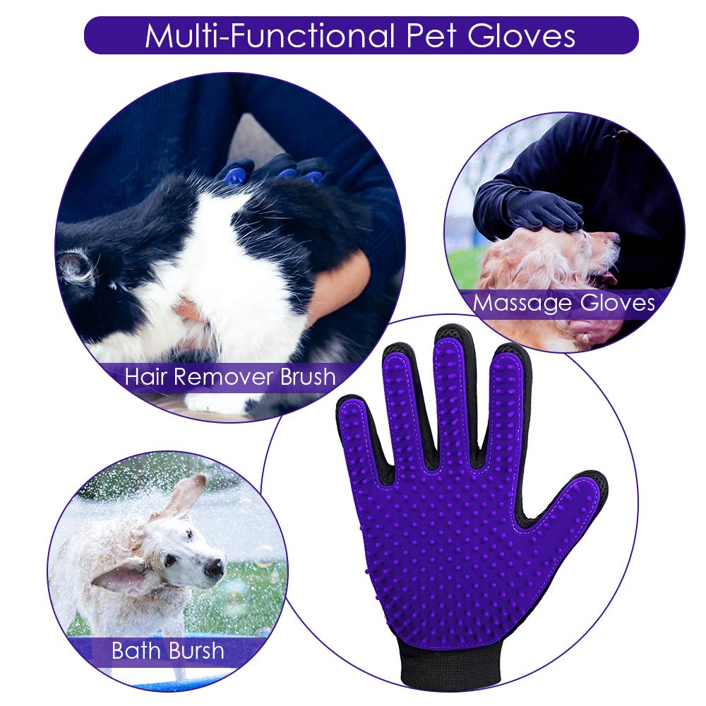 Pet Grooming Glove, Gentle Deshedding Brush - Efficient Pet Hair Remover Glove