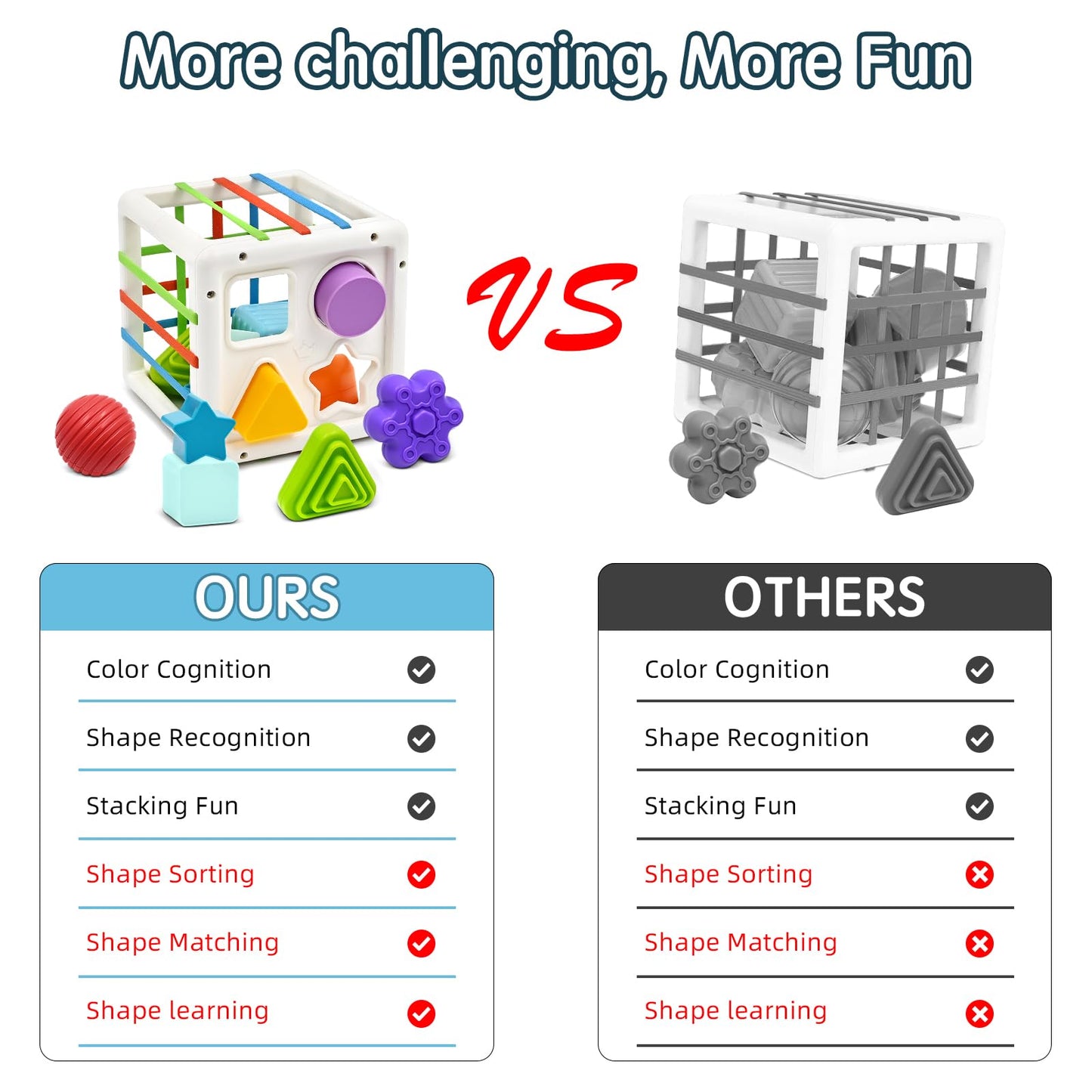 Baby Spielzeug ab 1 Jahr, Motorikspielzeug Feinmotorische Fähigkeiten, 9 Stück Bunte