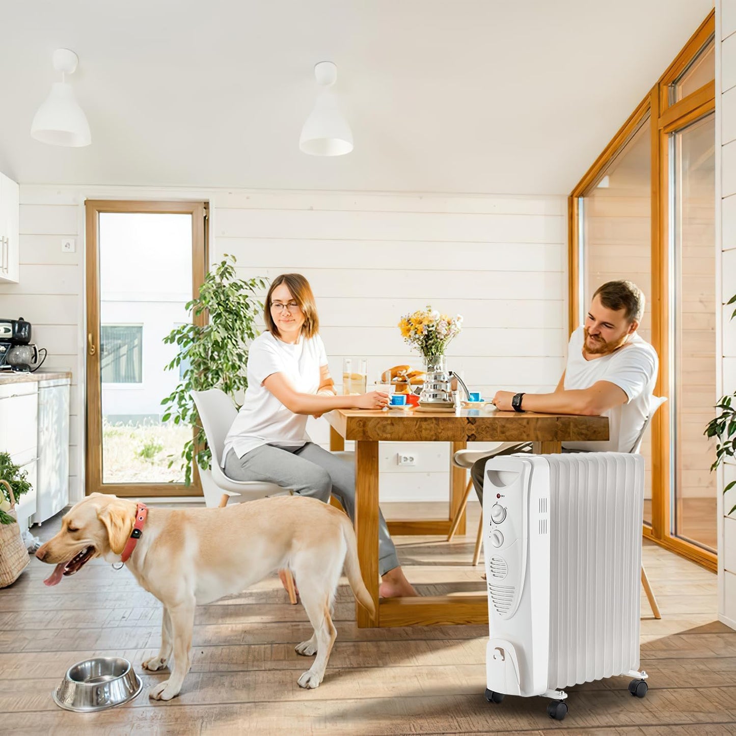 Heizung Fiqops Oil Radiator 2500 W, Energy Saving with 11 Ribs 3 Heat Settings, Thermostat, WiFi App & Remote Control, Digital Display