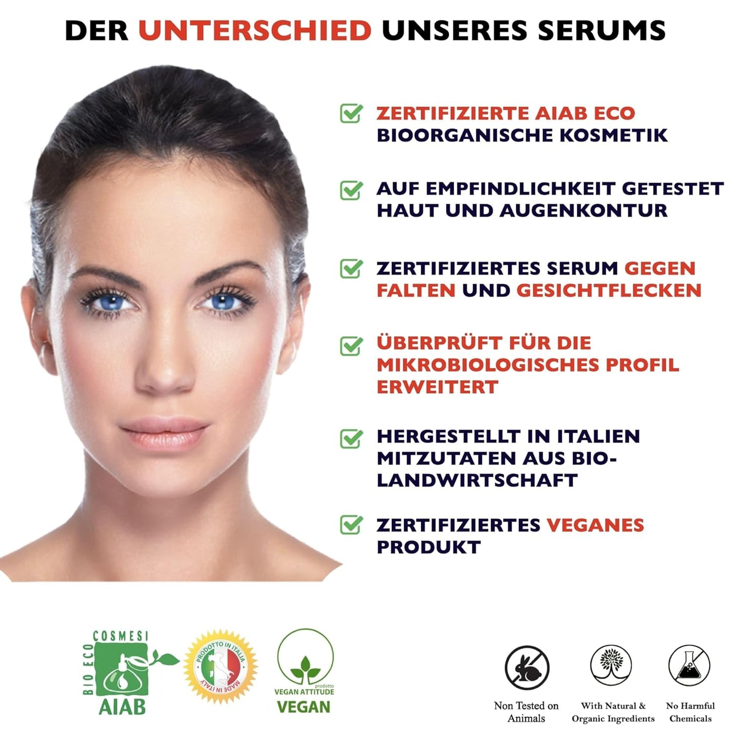 Serum mit Vitamin C 60ml Bio Hyaluron, E. Hochkonzentriert Anti-Falten, Anti-Aging & Dunkle-Flecken. Hyaluronsäure-Gesichtsserum