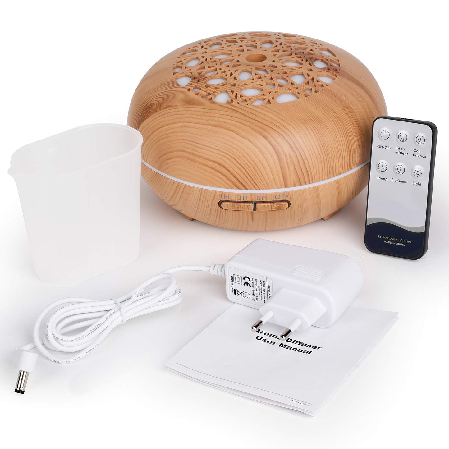 Aroma Diffuser Luftbefeuchter 550ml mit Fernbedienung, Ultraschall Vernebler Duftlampe Öle Diffusor mit 7 Farben LED Wasserlose Abschaltautomatik