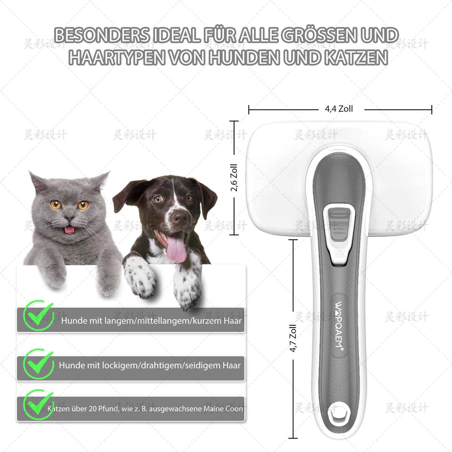 Hundebürste für Hunde und Katzen, selbstreinigend, Katzenbürste für Unterwolle und loses Fell