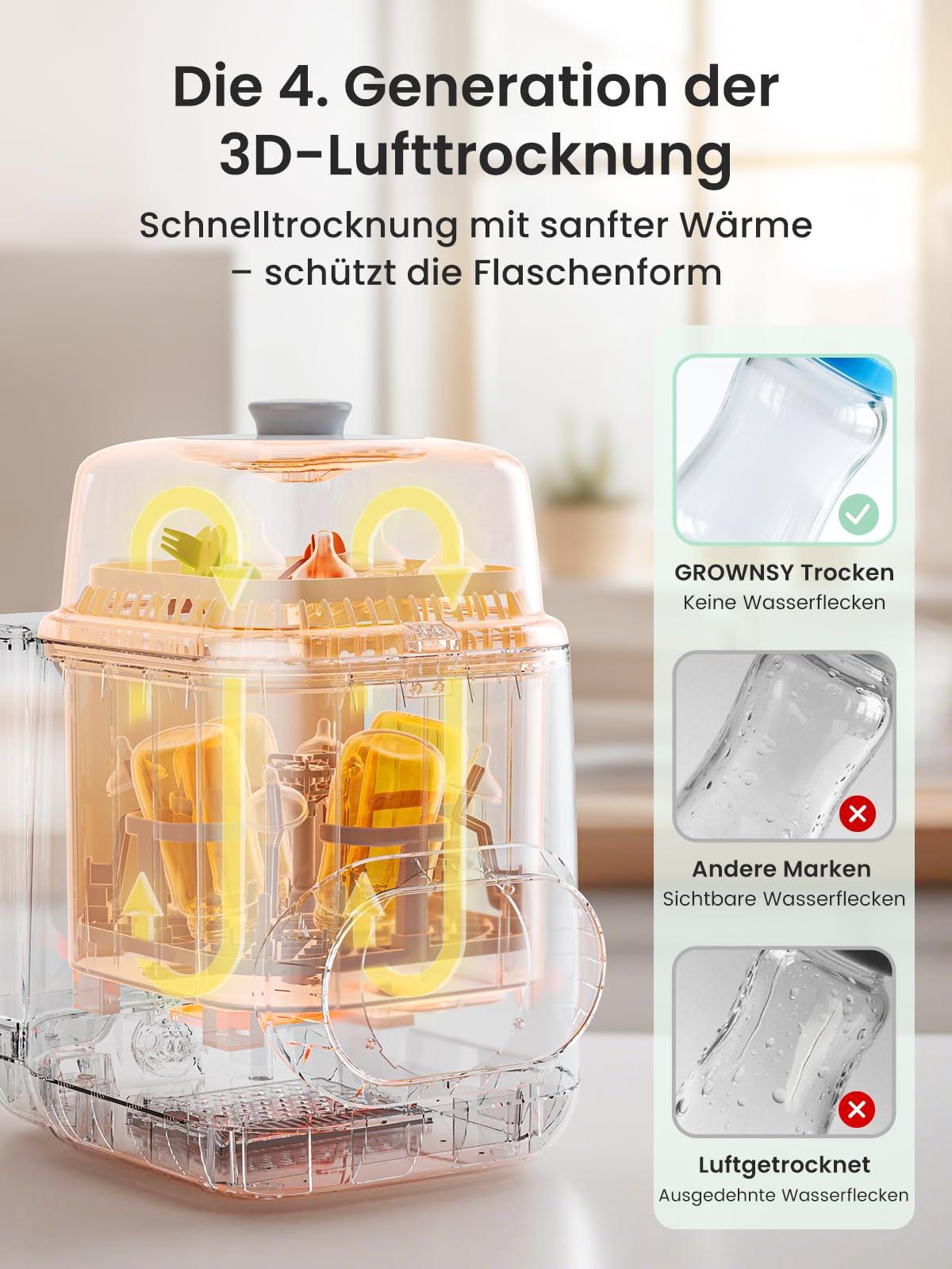 Grownsy Baby Bottle Washer Pro, All-in-One Bottle Cleaner, Steriliser and Dryer, Baby Bottle Cleaner for Bottles