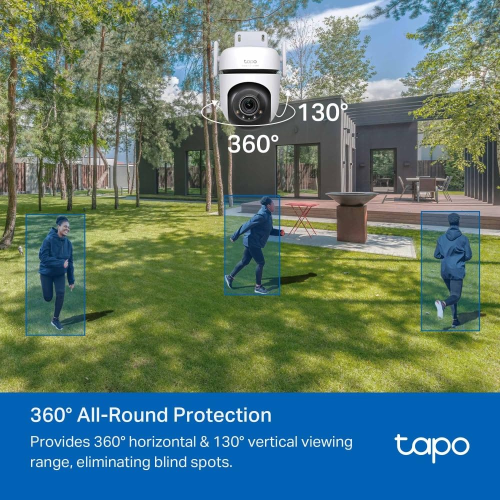 WLAN Überwachungskamera Außen, 360° Sichtbereich, 1080p Auflösung, Bewegungserkennung, Nachtsicht bis zu 30 m