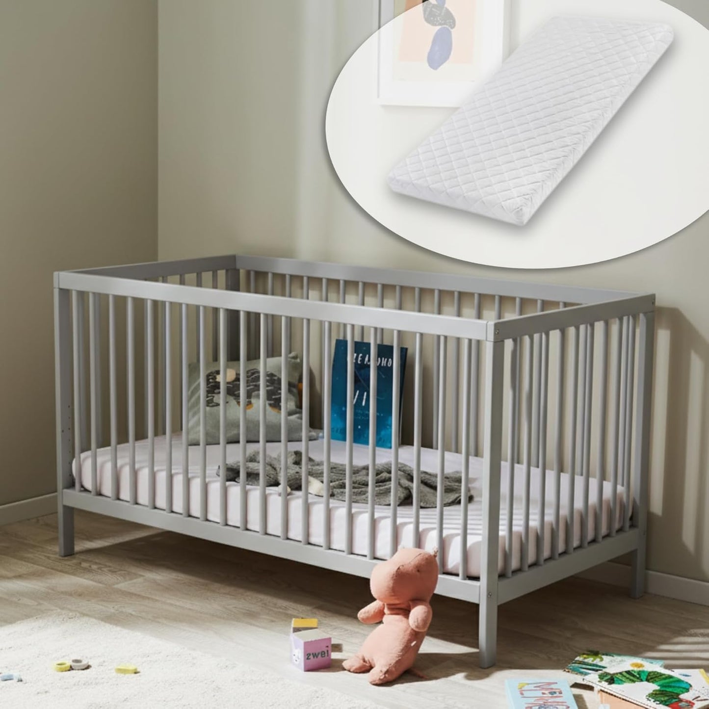 Kids Collective Baby Cot Bed 60x120 | 70x140 cm Height Adjustable