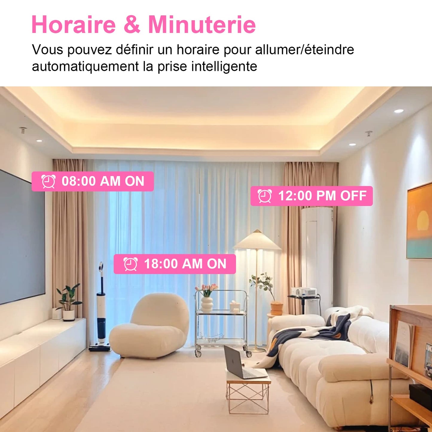 WLAN Smart Steckdose 16A Stromverbrauch Messen kompatibel mit Alexa/Google Home, Kinderschutz, Smart Life