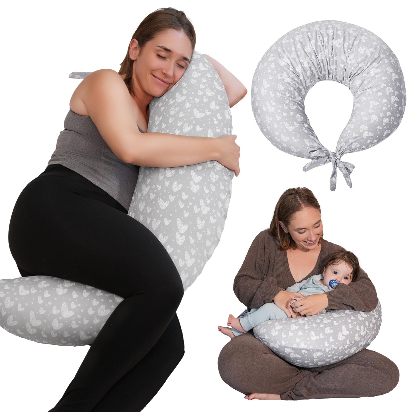 Nursing Pillow, Versatile Plus Size Positioning Pillow, Pregnancy Pillow for Baby and Adults, Side Sleeper Pillow with Washable