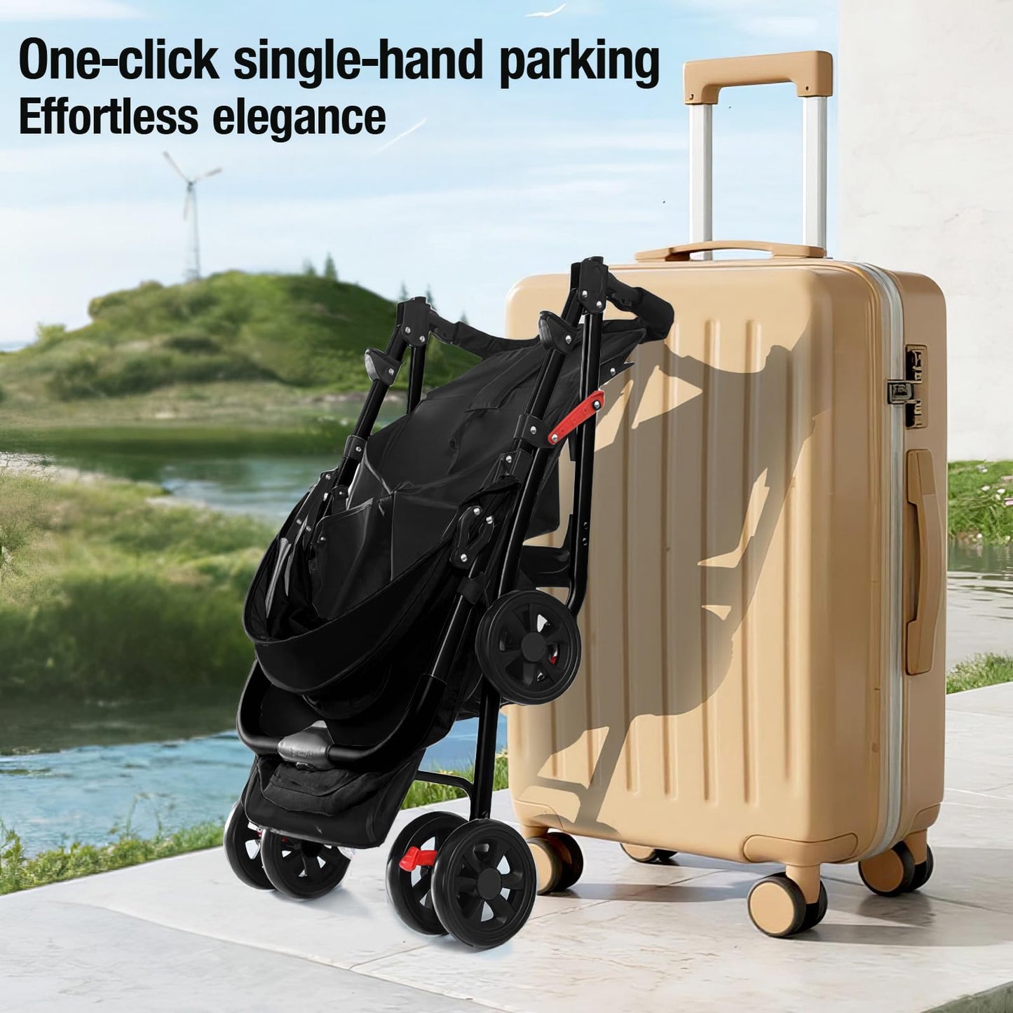 Reenborn 3-in-1 Pushchair, Buggy with Two Reversible Sliding Modes, Pushchair with Frame Aluminium Alloy, Baby Pram, 3-in-1 Complete Set with One-Click Folding Design