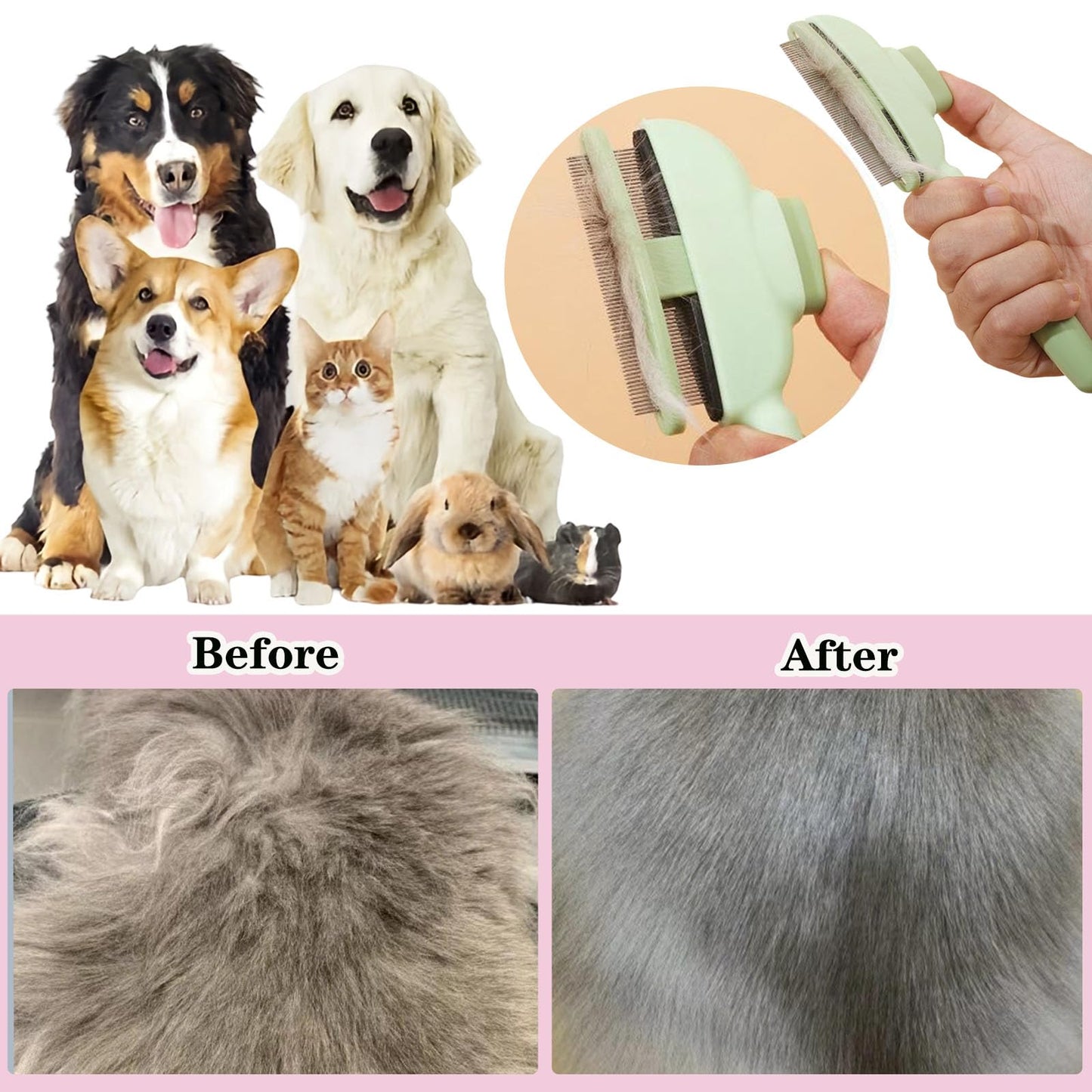 3 Stück Hundebürste Katzenbürste für Langhaar und Kurzhaar, Tierhaarentferner Handschuh