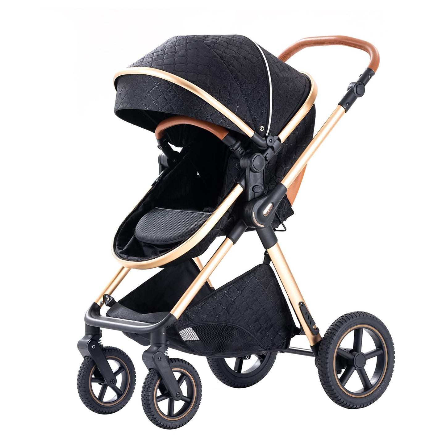Shineey 3-in-1 Pushchair, Buggy, Foldable Pushchair Set, Combination Pushchair 3-in-1 with Large Comfortable Baby Carrycot Frame, Aluminium Alloy