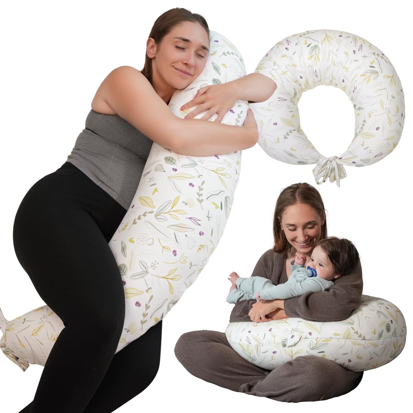 Nursing Pillow, Versatile Plus Size Positioning Pillow, Pregnancy Pillow for Baby and Adults, Side Sleeper Pillow with Washable
