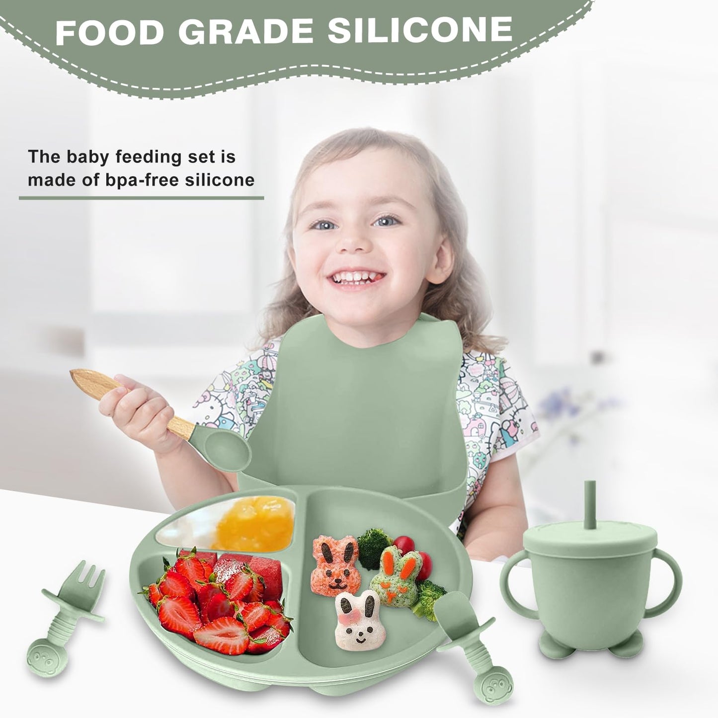 Baby Geschirr set, Crockery Set, Set of 12 Children's Tableware, Baby Spoon, Drinking Cup