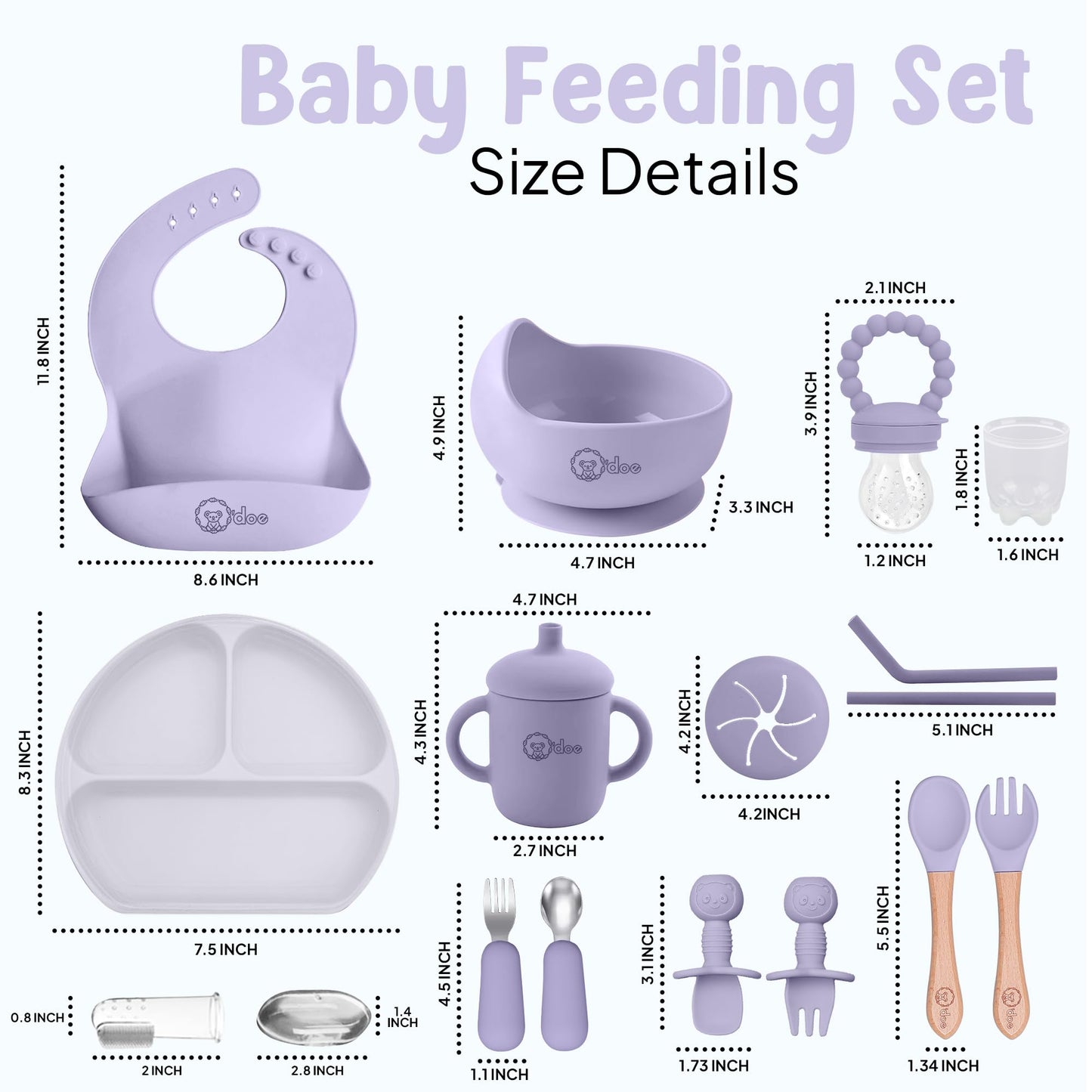 Baby Geschirr Set 11 Pieces Baby LED Weaning Accessories for Toddlers, Baby Feeding Set