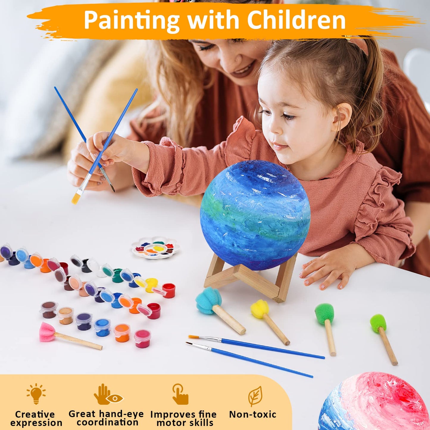 Balkwan Moon Lamp 3D Print - Dimmable USB Charging Touch Lamp for Children and Lovers - Romantic Gift for Birthday and Bedroom (3.5 Inch)