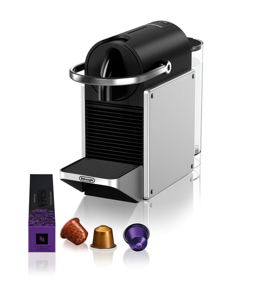 Nespresso De'Longhi Coffee Capsule Machine, Two Direct Dial Buttons, Eco Mode, Compact Design, 19 Bar Pressure System