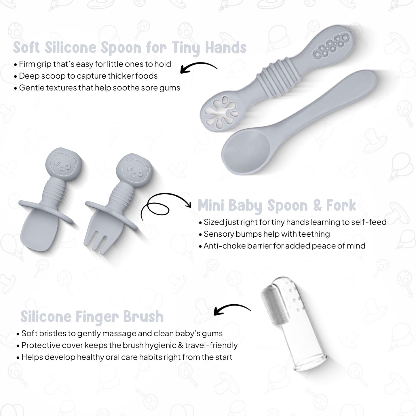 Baby Geschirr Set 11 Pieces Baby LED Weaning Accessories for Toddlers, Baby Feeding Set