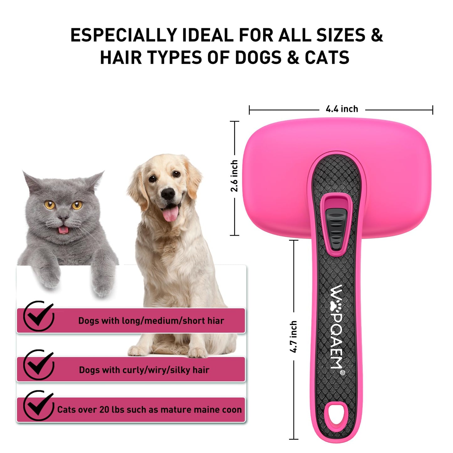 Hundebürste für Hunde und Katzen, selbstreinigend, Katzenbürste für Unterwolle und loses Fell