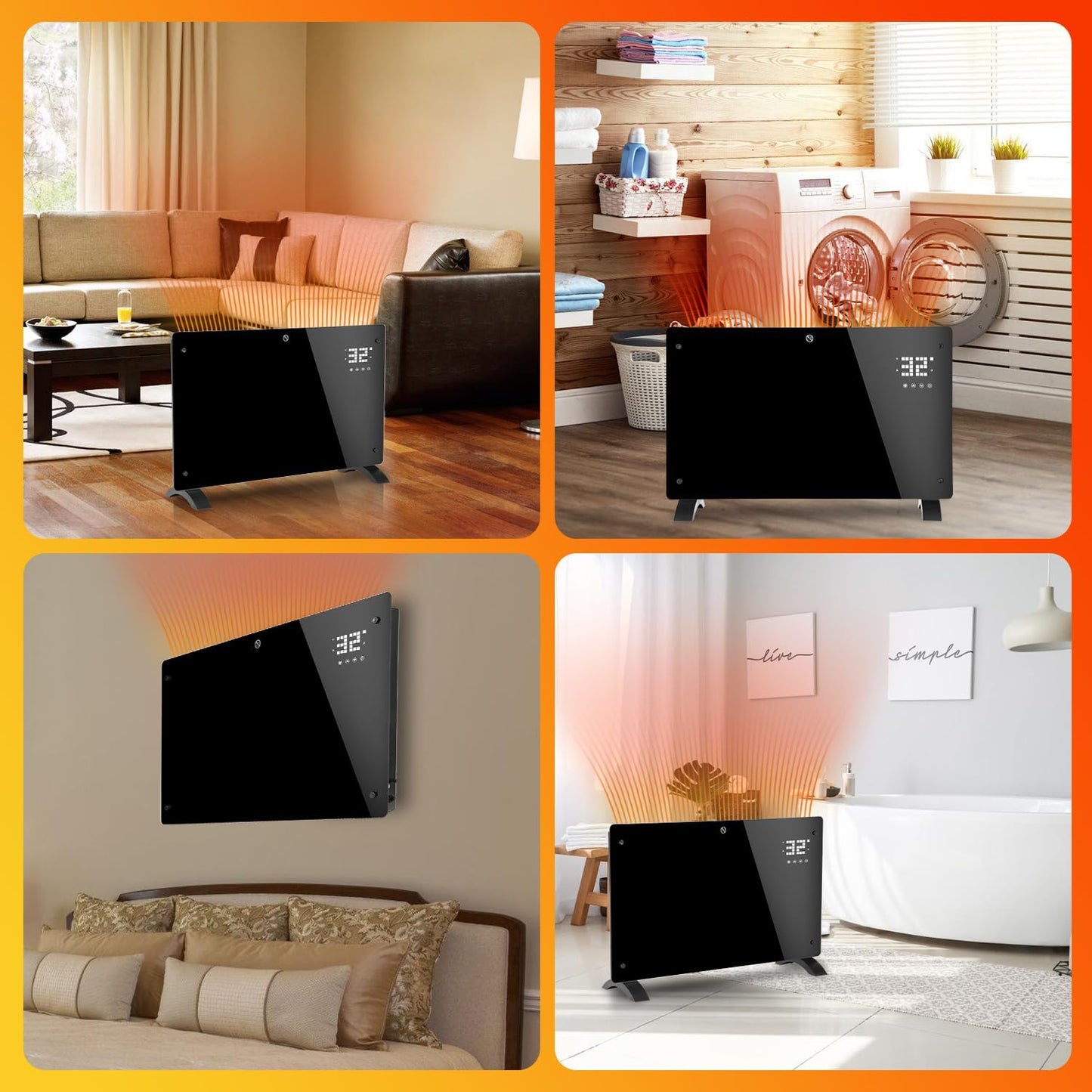 Heizung Fiqops Oil Radiator 2500 W, Energy Saving with 11 Ribs 3 Heat Settings, Thermostat, WiFi App & Remote Control, Digital Display