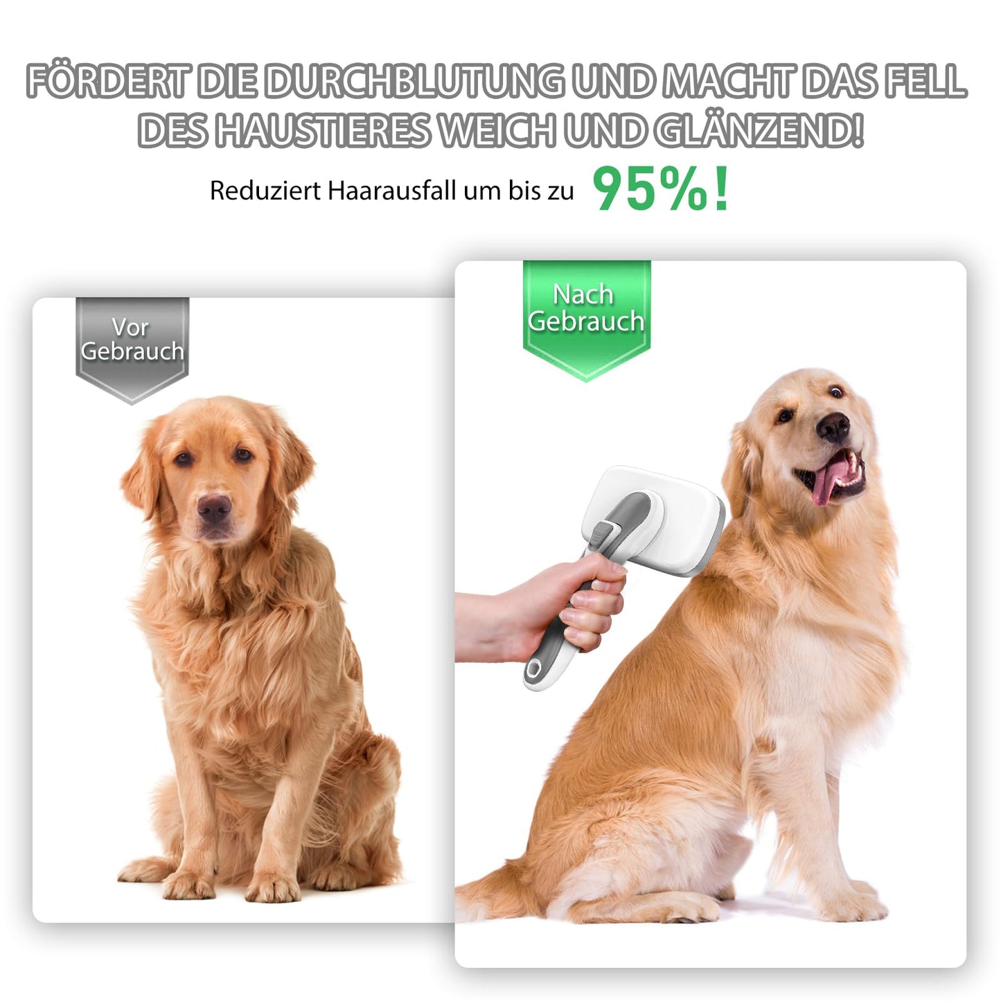 Hundebürste für Hunde und Katzen, selbstreinigend, Katzenbürste für Unterwolle und loses Fell