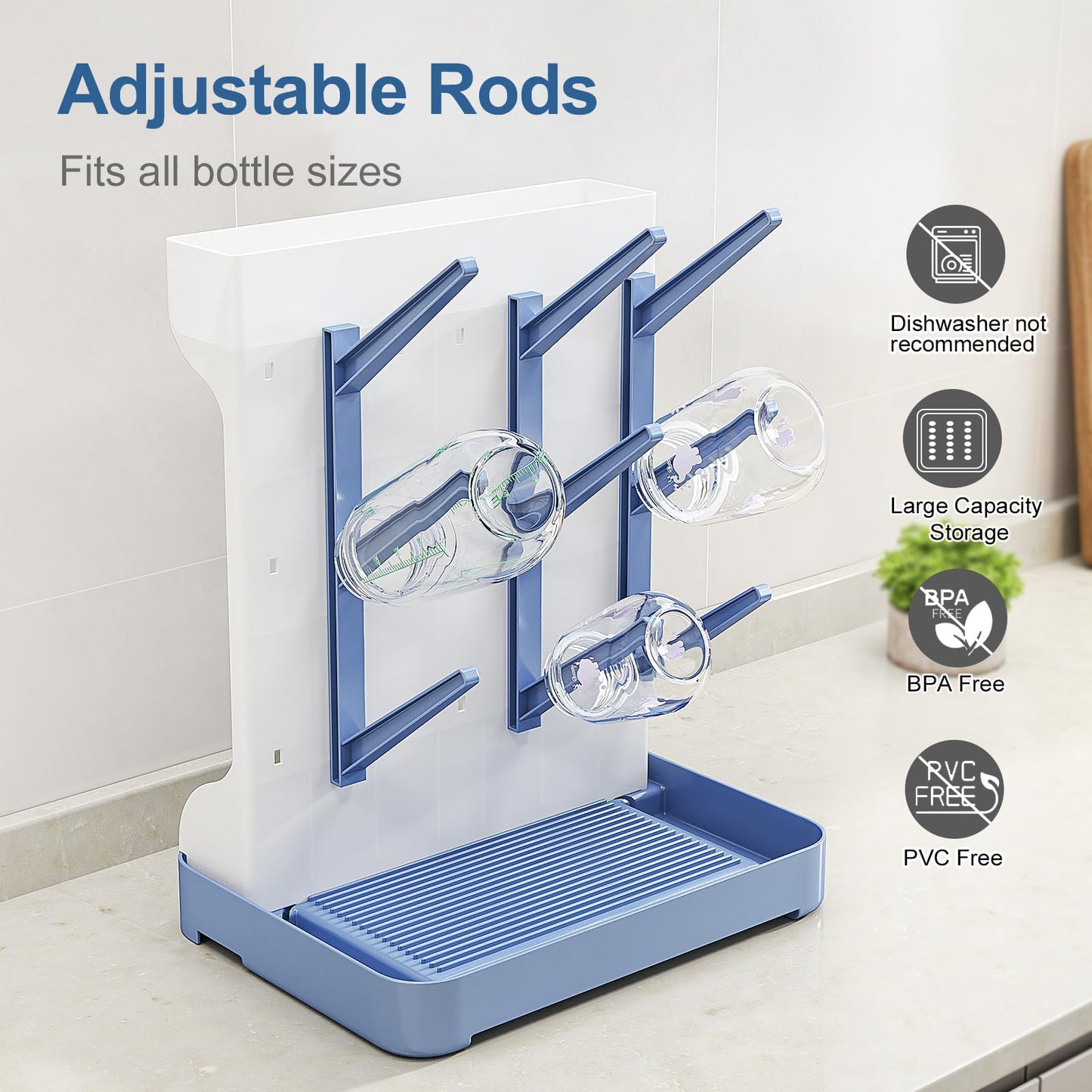 Flaschentrockner Halter – platzsparender Stand Arbeitsplatte Trockenständer für Babyflaschen