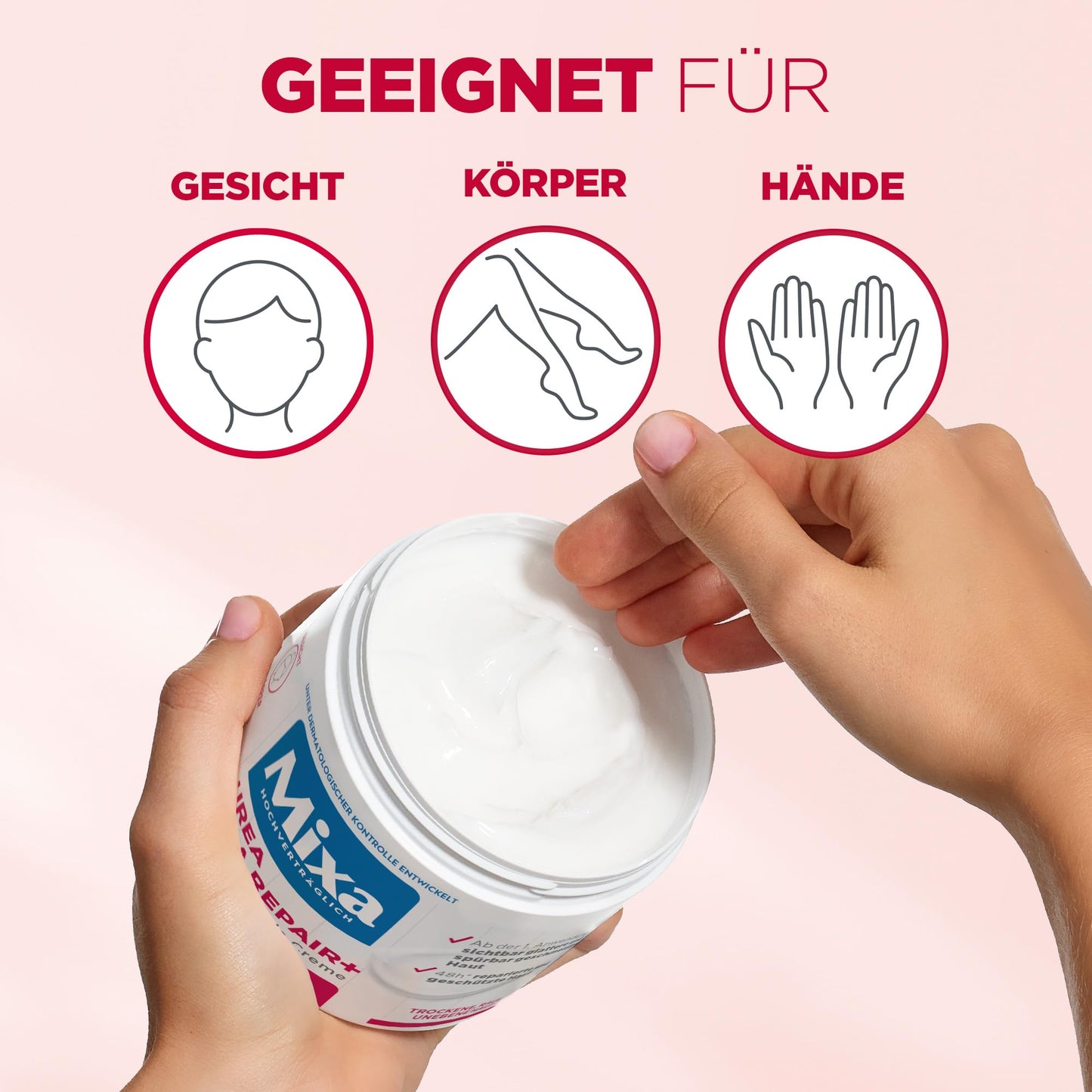 Mixa Urea hauterneuernde Creme mit Urea & Niacinamide, für trockene und raue und unebene Haut, repariert und glättet, Feuchtigkeitspflege für Hände und Gesicht