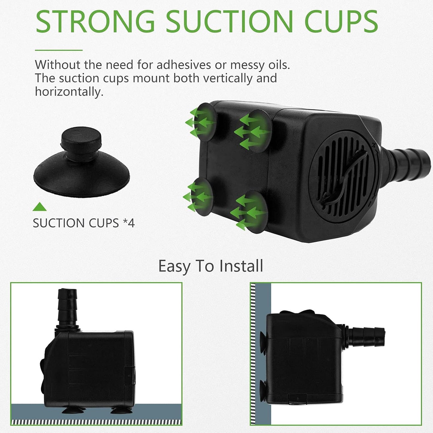 Mini Wasserpumpen, Ultra Leise Aquarium pumpe mit hohem Hub, 2 Düsen für Aquarien