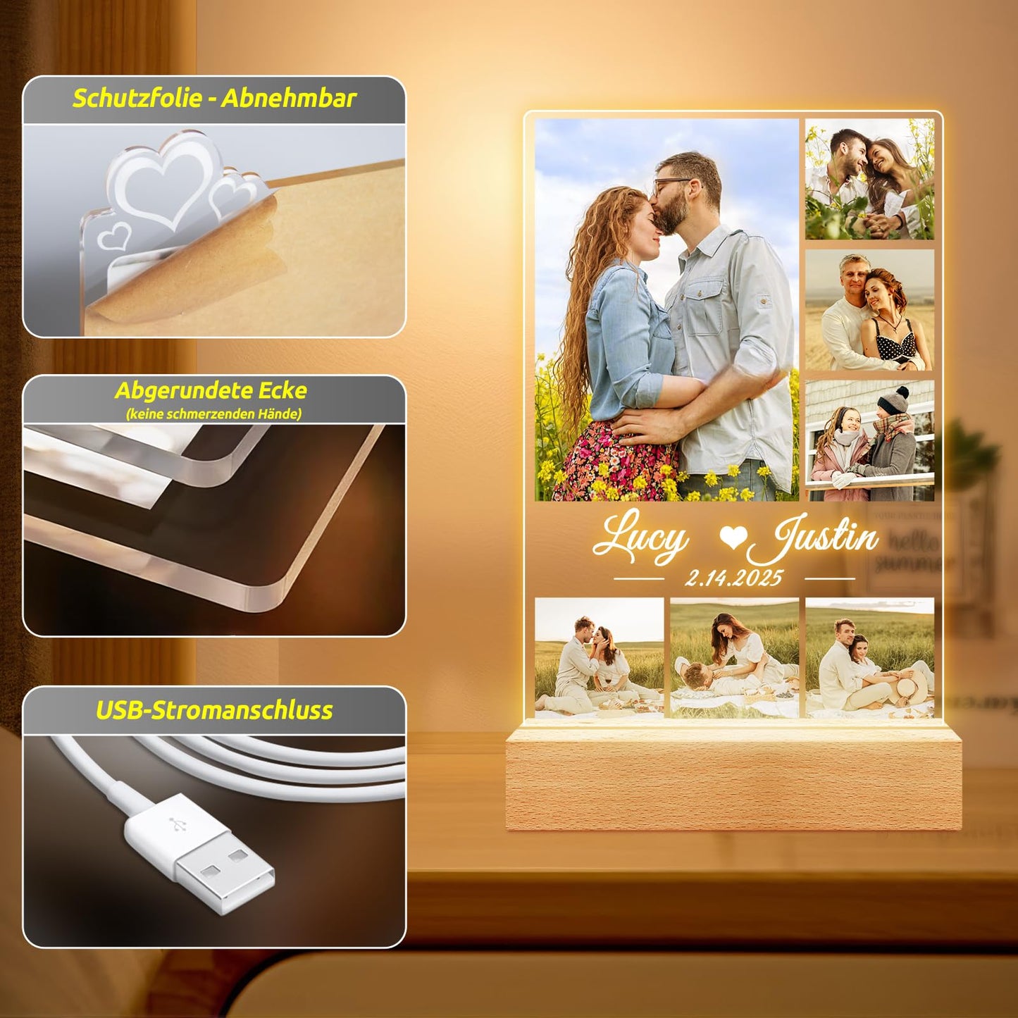 Personalised Christmas Gifts for Women & Men, Personalised Picture Frame with Photo, Photo Gifts Personalised for Him Her, Personalised Gifts