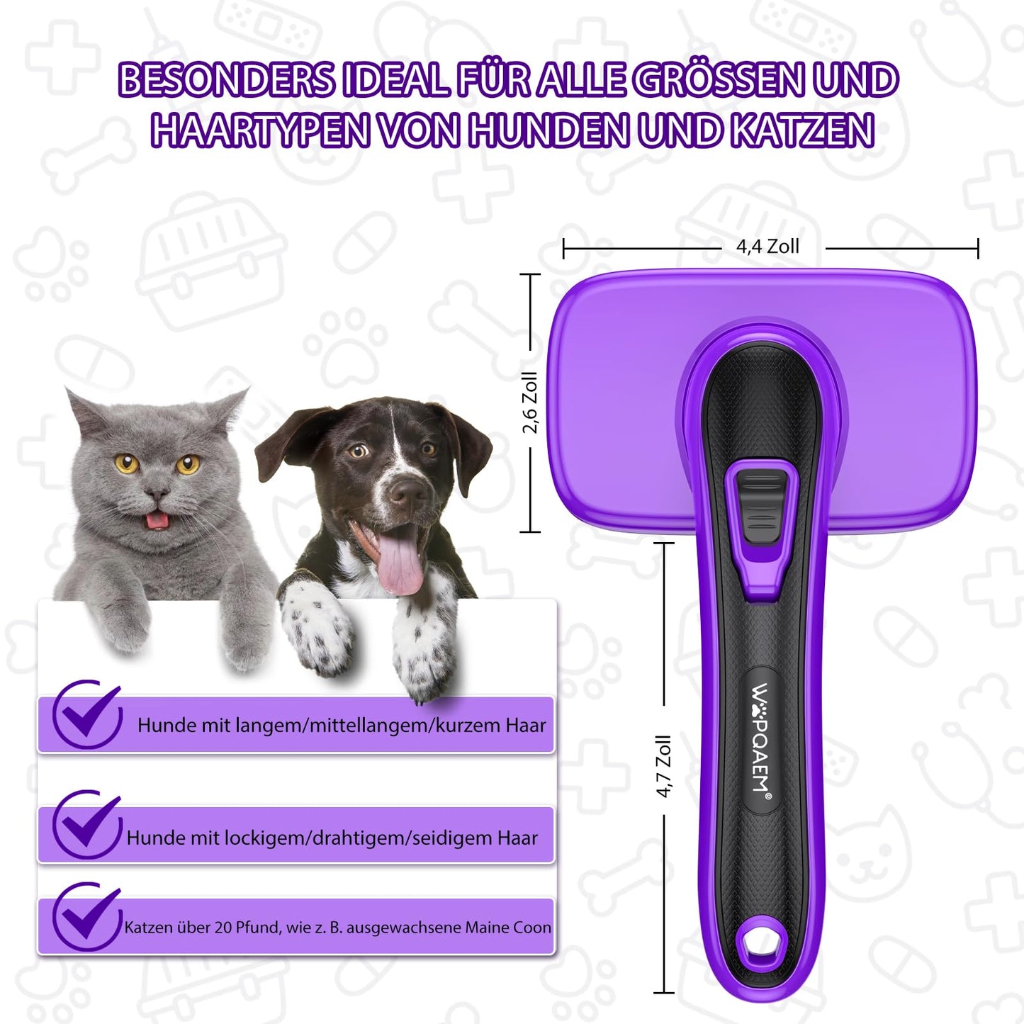 Hundebürste für Hunde und Katzen, selbstreinigend, Katzenbürste für Unterwolle und loses Fell